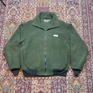 Riverwear PolarLite Fleece Jacket Men Full Zip Green Outdoor Deep Pile Size L